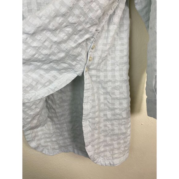 Maeve Anthropologie Gauzy Button Up Tunic Top Women size Small Blue Oversized - Picture 10 of 16